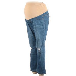 🌿Indigo Blue Distressed Slight Flared Leg Jeans [PXLM]🌿